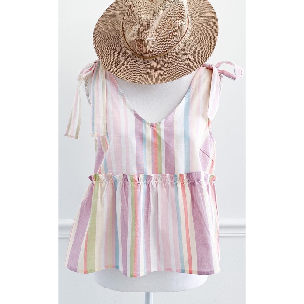 Blu Pepper Boutique Pastel Stripe Tie Strap Tank